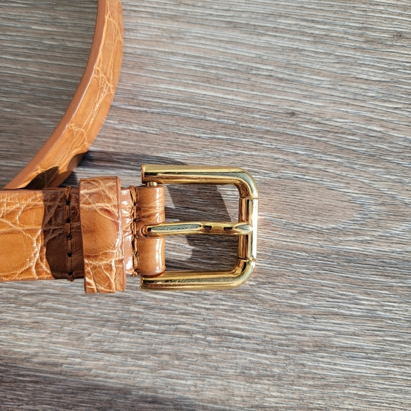 Dolce&gabbana real crocodile Brown Leather Belt with Gold Buckle 80/32 - Picture 6 of 6